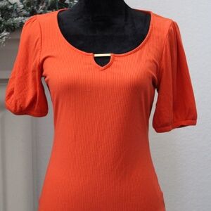 Palette Orange Short Sleeve Casual Wear Medium Size